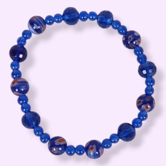 V. Millefiori Glass Beaded Stretch Bracelet - Picture 3 of 5